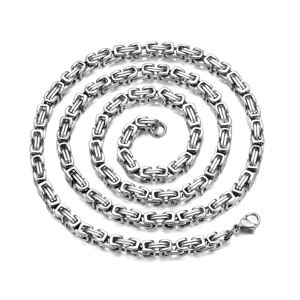 304 Stainless Steel Mens Byzantine Chain Plated Jewelry Set